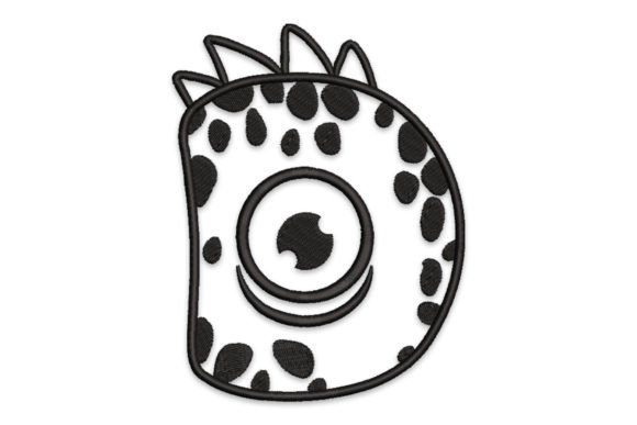 Monster Alphabet Letter D: Whimsical Embroidery Design