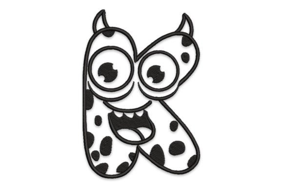 Monster Alphabet Letter K Embroidery Design