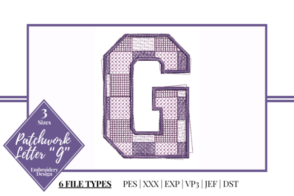 Patchwork Letter G Embroidery Design: A Stylish Accent for Modern Creativity