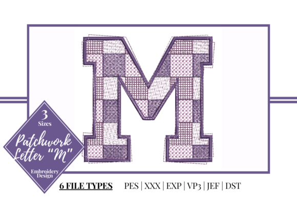 Patchwork Letter M: A Stylish Embroidery Accent for Every Maker