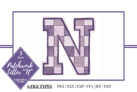 Patchwork Letter N: A Stylish Embroidery Accent